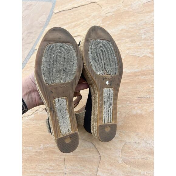 Tory Burch Designer Black Bow Wedge Espadrille Heel Size 7 KB - Picture 4 of 5